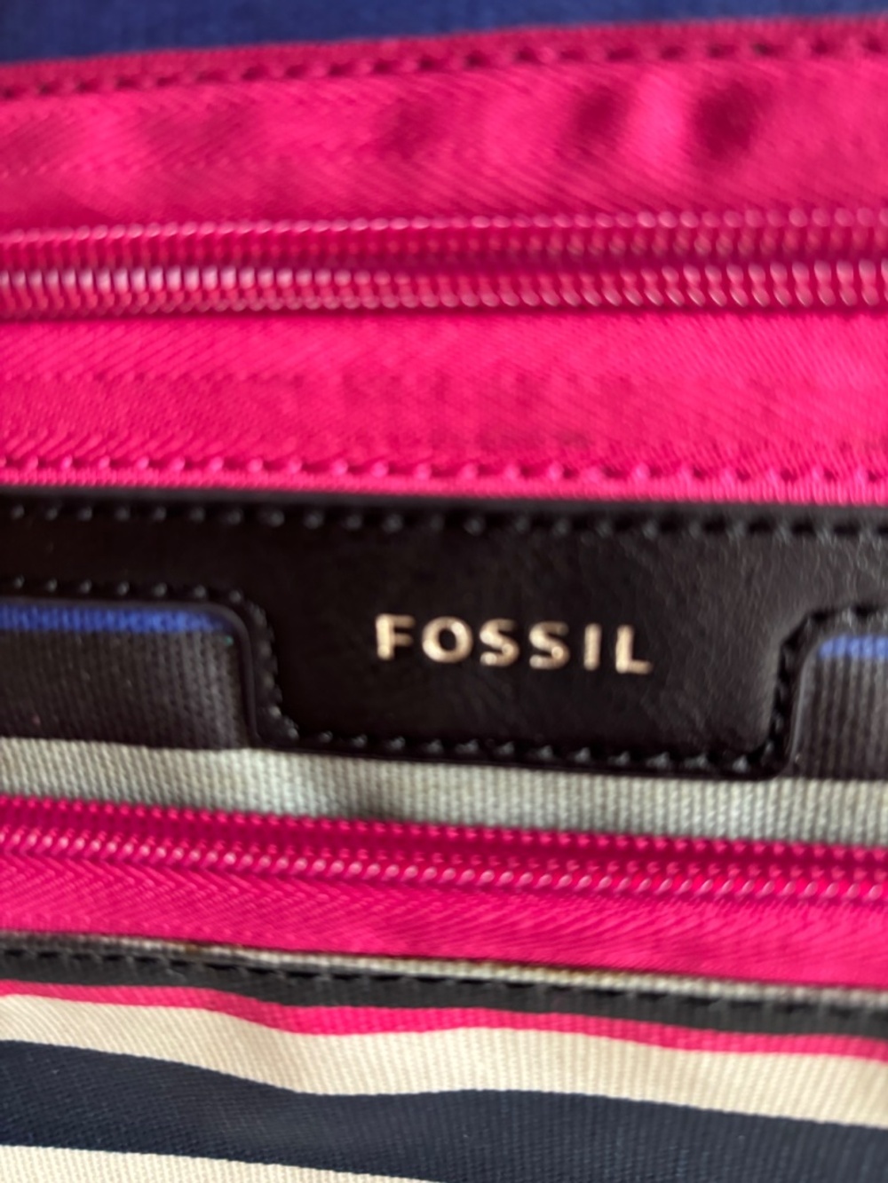 Fossil Eliza Campus Backpack Multicolor Stripe Coated Canvas Bookbag - Picture 3 of 8